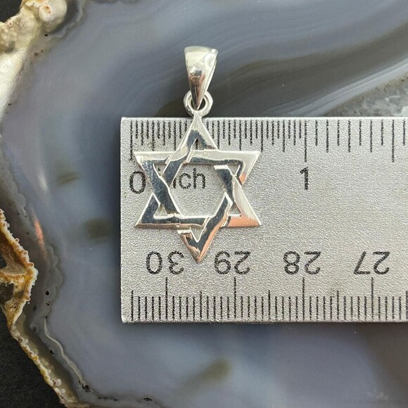 Sterling Silver Fashion Unisex Star of David Pendant - Picture 9 of 10